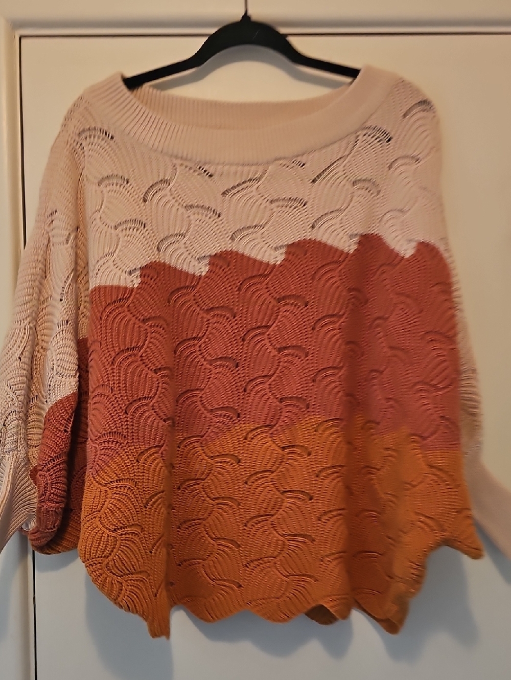 ANDREE BY UNIT Colorblock Sweater in Cream, Rust & Mustard